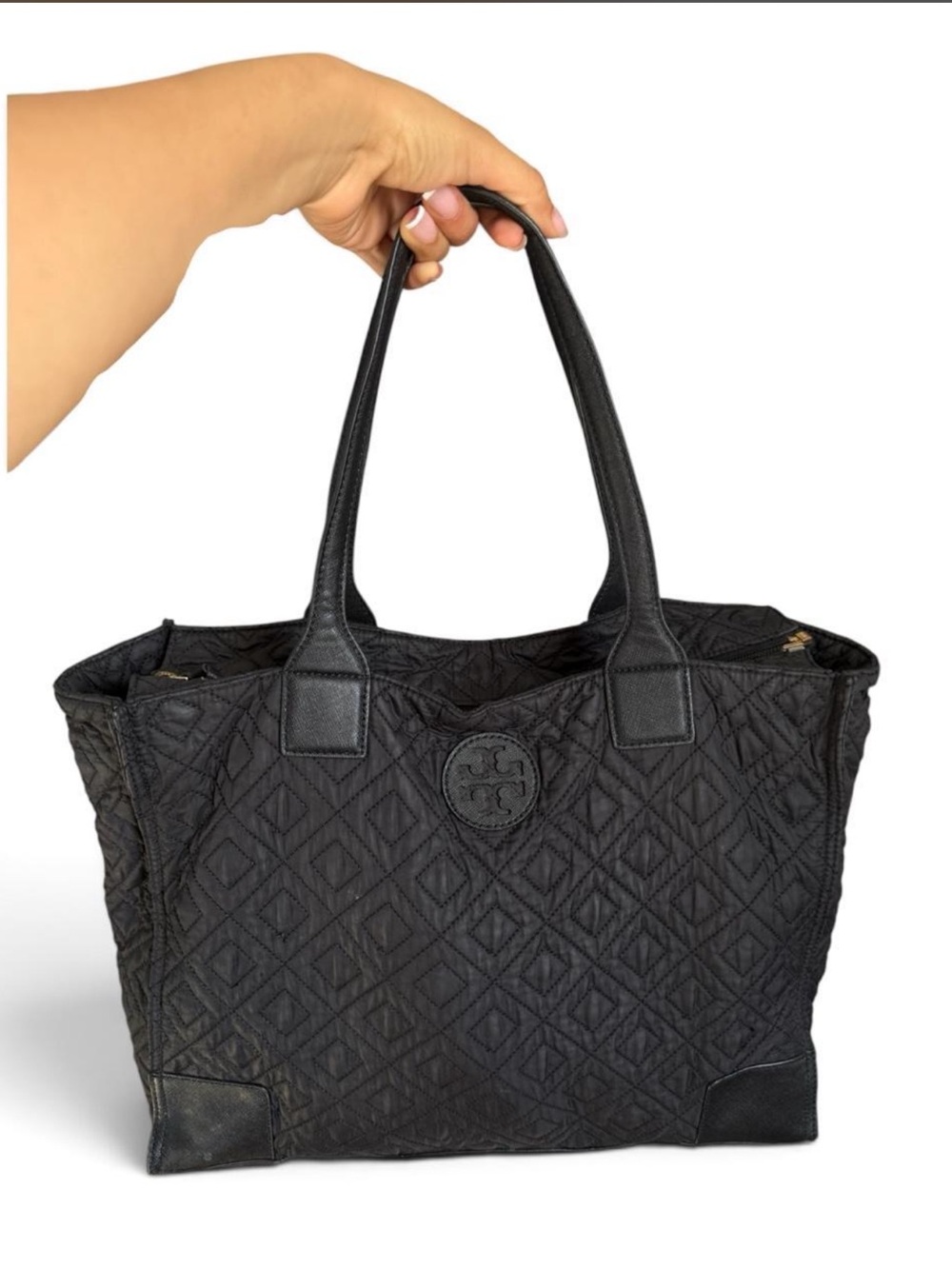 Tory Burch Black Quilted Nylon Logo Shoulder Tote Bag Tory Burch black quilt